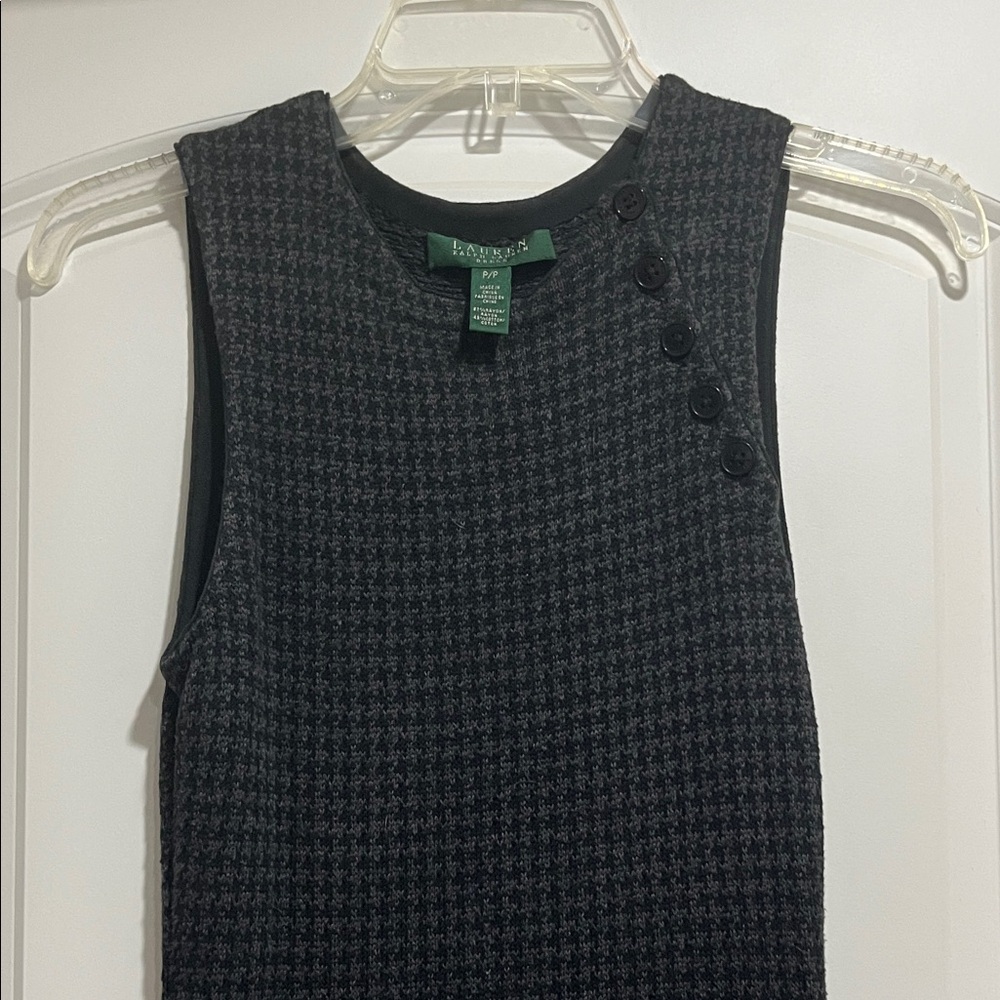 Lauren Ralph Lauren Black Sleeveless Knit Houndstooth Midi Dress